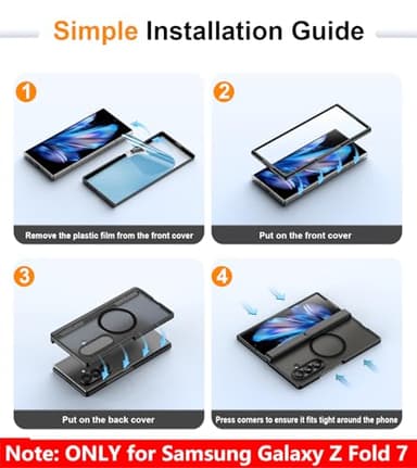 SPIDERCASE Only Designed for Samsung Galaxy Z Fold 7 Case,Built-in [Screen Protector] [Hinge Protection] [Kickstand] Full Body Protective Phone Case for Galaxy Z Fold 7 - Black - Image 3