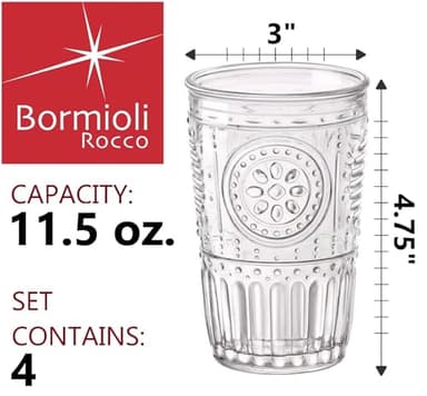 Bormioli Rocco Romantic Water Glass [Set Of 4] | 10.25 oz Premium Glass Set For Refreshments, Soda & Beverages | Italian Quality Glassware, Perfect For Dinner Parties, Bars & Restaurants - Image 3