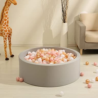 GOGOSO Ball Pits Balls Toddlers 50 100 200 500 Plastics Shape Ball Non-Phthalate Non-BPA Non-Toxic 2.2-Inch Crush Proof Play Balls, Beige+Pink+Pearl Brown+White+Clear, 100 Balls - Image 3