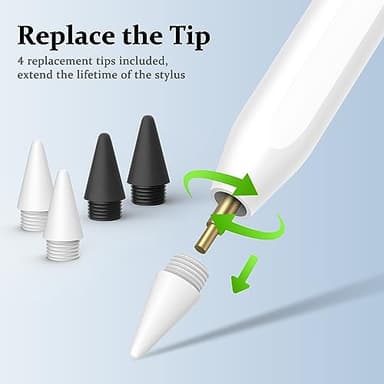 Stylus Pen for iPad W/Palm Rejection Tilt Sensor,13Mins Fully Charged,MEKO Active Apple Pencil Compatible W/iPad 6/7/8/9/10,Pro12.9/11"/M4,Air3/4/5/6,mini5/6(White/Black) - Image 6