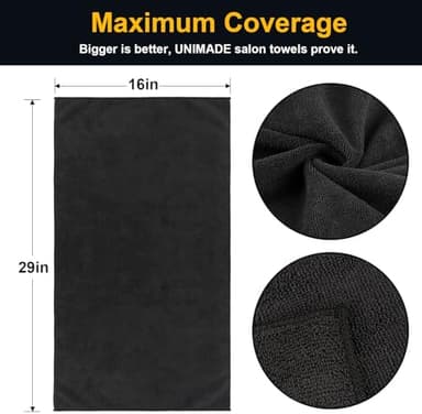 Salon Towels 24 Pack, Microfiber Barber Towels Bulk, (16x29 inches) Hair-Drying Cloth Super Soft Black Hand Cloth for Gym, Bath, Spa Use and Home Beauty Care(Not Bleach Proof - Image 4