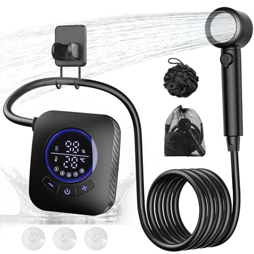 IGRL Portable Shower - 8000mAh Rechargeable Camping Shower Pump with Bath Sponge, 4 Spray Modes, IPX8 Waterproof, Ideal for Outdoor Camping, Travel, Car Washing, Pet Bathing, and Watering Plants - Image 1