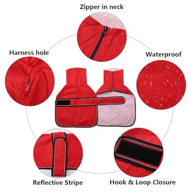 Dachshund Raincoat Weiner Dog Clothes Corgi rain Coat Jacket Hook Loop Closure Great for Dachshund Weiner Corgi Long Back Breeds Red L - Image 3