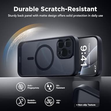 Magnetic for iPhone 16 Pro Case with Camera Control Button, Compatible with MagSafe, [Full Camera Protection][Privacy Screen Protector] Non-slip Translucent iPhone 16 Pro Phone Cover (Matte Black) - Image 3