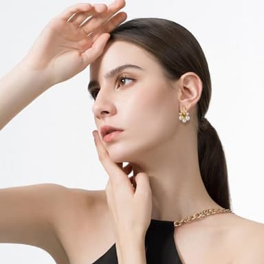 YAMI Gold Earrings for Women, 14K Gold Plated Lightweight Pearl Drop Earrings, Hypoallergenic Jewelry Gifts for Her(C3) - Image 3