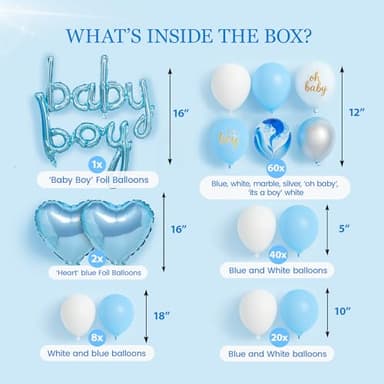 Baby Shower Decorations for Boy - All-in-One Inclusive Baby Boy Shower Blue Decorations JUMBO 165 Pcs Set - Welcome First Birthday Photo Shoot Decor Balloons Arch Boxes with Letters Kit - Image 2