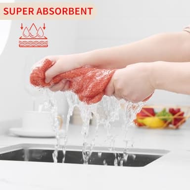 Homaxy 100% Cotton Waffle Weave Kitchen Dish Cloths, Ultra Soft Absorbent Quick Drying Dish Towels, 12 x 12 Inches, 6-Pack, Coral - Image 3