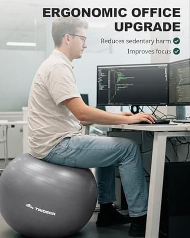 Trideer Yoga Ball for Pregnancy Office Ball Chair– Exercise Ball for Birthing, Labor, Stretching & Core Workout – Anti-Burst, Slip-Resistant for Home Gym, Flexible Seating & Physical Therapy - Image 4
