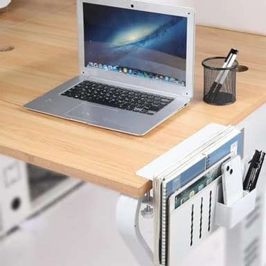 osseph Desk Side Storage, Side Desk Laptop Holder with Anti-Scratch Pad & Magnetic Pen Holder, No Drill Under Table Laptop Mount Fits Flat Edge 0.3" to 2.3" - Image 8