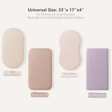 Bearmoss Bassinet Sheets - 2 Pack Muslin Cotton Bassinet Sheets Fits Oval and Rectangle Bassinet Mattress, Breathable and Skin-Friendly for Baby Boy and Girl (Light Pink&Purple) - Image 2