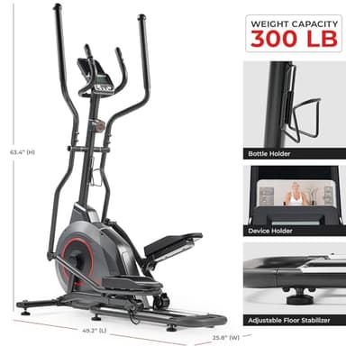 Sunny Health & Fitness Ultra Silent Smart Elliptical Exerciser, 300LB Load & 16” Long Stride Training Machine for Seniors Home Workout, Easy-Assembly Cardio Equipment, Free SunnyFit App Bluetooth Link - Image 6