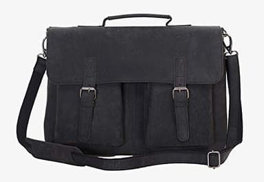 KomalC 16 Inch Leather briefcase Laptop Messenger Bags for Men and Women Best Office Satchel Bag (Charcoal Black) - Image 2
