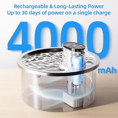 Wireless Cat Water Fountain Stainless Steel Automatic Pet Water Dispenser 4000mAh Battery Operated 3.2L/108oz Large Capacity Water Fountains for Cats Dogs - Image 5