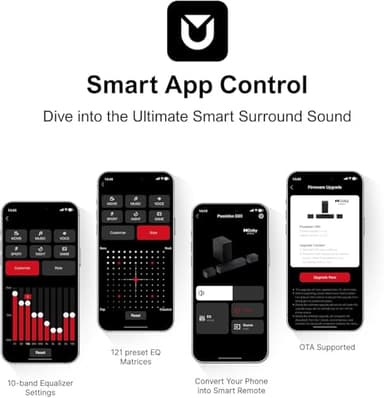 ULTIMEA 5.1 Sound Bar for Smart TV, with Dolby Atmos, 410W Peak Power, Surround Sound System for TV, Wireless Subwoofer Bass Boost, Surround Adjustable, APP Control, Poseidon D60(New 2025 Model) - Image 8