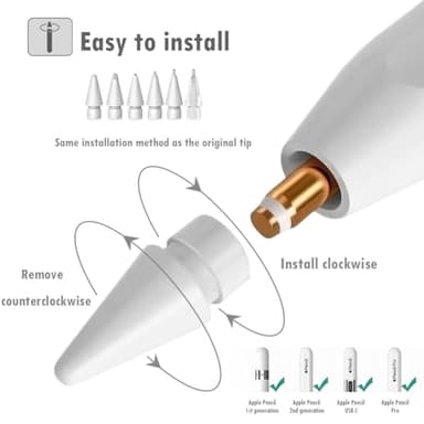 SIXFU Replacement Pencil Tips for Apple Pencil, Multiple Durable iPencil Tip Nibs Accessories for iPad Pro/Apple Pencil Pro/USB-C/ 1st Gen/ 2nd Generation (6 PCS) - Image 2