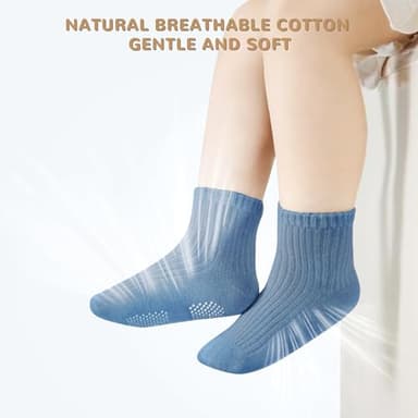 EUFANCE Toddler Grip Socks Non Slip Crew Socks Cute Seamless Cotton Socks for Baby Boys Girls Infants Kids 9 Pairs - Image 5