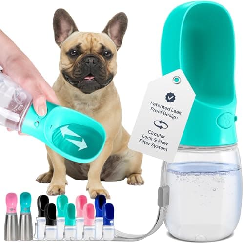 MalsiPree Dog Water Bottle Dispenser - 12 oz Blue - Leak-Proof Lock & One-Hand Operation - Dog Water Bowl Dispenser - Pet Travel Bottle with Built-in Bowl - Image 1
