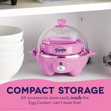 PEEPS x Dash Bunny Rapid Egg Cooker: 7 Egg Capacity Electric Egg Cooker for Hard Boiled Eggs, Poached Eggs, Scrambled Eggs, or Omelets with Auto Shut off Feature - Pink - Image 5