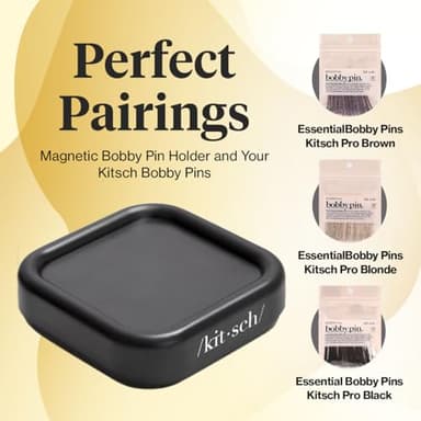 Kitsch Magnetic Bobby Pin Holder - Cute Stuff, Strong Magnetic Pin Holder for Desk & Vanity, Securely Holds Metal Hair Clips, Bobby Pins & Paper Clip - Black, 1 Pc - Image 6