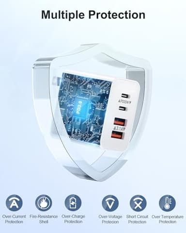 USB C Charger Block, 40W 4-Port USB-C Wall Charger Fast Charging Dual Port USBC Power Adapter+Double USB Wall Plug Multiport Brick Type C Block for iPhone 15 14 13 12 11 Pro Max XS XR, iPad, Samsung - Image 5