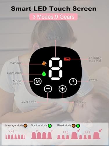 Hands Free Breast Pump, Wearable Breastfeeding Pump 3 Modes & 9 Levels, Double Electric Portable Pump Low Noise with Long Battery Life 2 Pack Pink - Image 4
