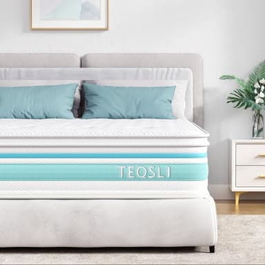 TeQsli Twin Size Mattress, 12 Inch Hybrid Mattress in a Box, Individual Pocket Spring Hybrid Mattresses for Cool Night & Pressure Relief, Medium Firm with Motion Isolating, 100 Nights Trial - Image 1