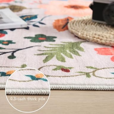 Rugcomf Area Rugs 9x12 Living Room Clearance Washable Boho Rug Non Slip Floral Vintage Low Pile Large Rug for Living Room, Bedroom, Farmhouse, Dining Room, Kids Playroom(Beige) - Image 9