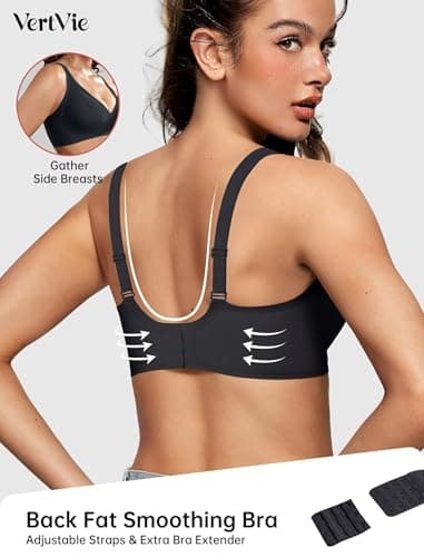 Vertvie Jelly Wireless Bras for Women Push Up Plunge Seamless T-Shirt Bras No Underwire Supportive Full Coverage Bralettes(Black,3X-Large) - Image 3