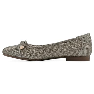 WHITE MOUNTAIN Women's Bocah Diamond Quilted Cap Toe Ballet Flat, Gold/Glitter/Fab, 6 M - Image 4
