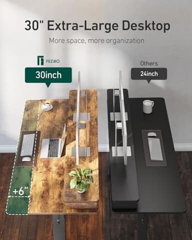 FEZIBO 60x30 inchs Height Adjustable Electric Standing Desk with 4 Drawers, Table with Storage Shelf, Sit Stand Desk with Splice Board, Black Frame/Rustic Brown Top - Image 6