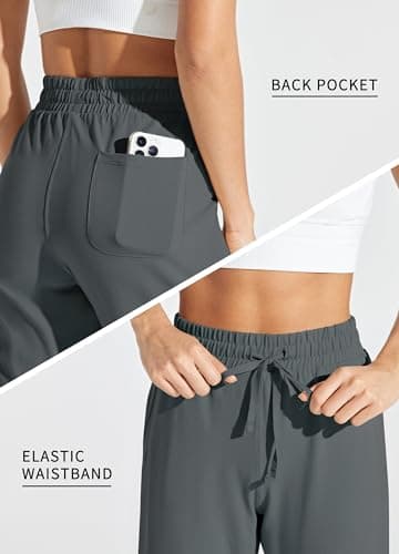 Willit Women's Capris Pants Cotton Yoga Capri Casual Lounge Pants Wide Leg Workout Sweatpants with Pockets 20" Deep Gray L - Image 5