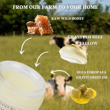 FRANDORA Beef Tallow and Honey Balm for Skin, All-Natural Moisturizer for Face and Body, Hydrating Grass-Fed Beef Tallow & Raw Wild Honey Blend - Image 2