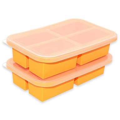 Bangp 1-Cup Silicone Freezer Trays with Lid,2 Pack,Easy-Release Silicone Freezing Tray for Soup Ice Cubes,Soup Freezer Molds,Freeze & Store Broth,Sauce,Leftovers - Makes 8 Perfect 1 Cup Portions - Image 1