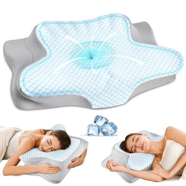 Cervical Pillow for Neck Pain Relief - Ergonomic Pillow for Sleeping Side Sleeper Pillow for Adults, Contour Neck Pillow Cooling Memory Foam Pillows, Orthopedic Bed Pillow for Back Stomach Sleepers - Image 1