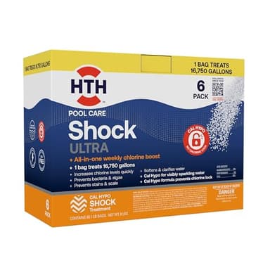 HTH 52040B Swimming Pool Care Shock Ultra, Swimming Pool Chemical, Cal Hypo Formula, 1lb (6 Pack) - Image 1