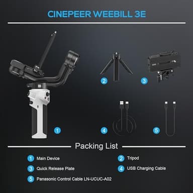 ZHIYUN CINEPEER Weebill 3E, 3-Axis Lightweight Gimbal Stabilizer for DSLR & Mirrorless Camera Canon/Sony/Panasonic/Nikon, 3KG Payload, Native Vertical Shooting, Bluetooth Shutter Control - Image 6