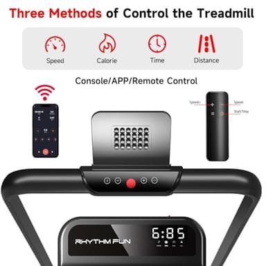 RHYTHM FUN Walking Pad Treadmill with Incline, 8% Incline Walking Treadmill, 300 lbs Foldable Treadmills with Handles for Home Office Use, Under Desk Compact Walking Pad - Image 7