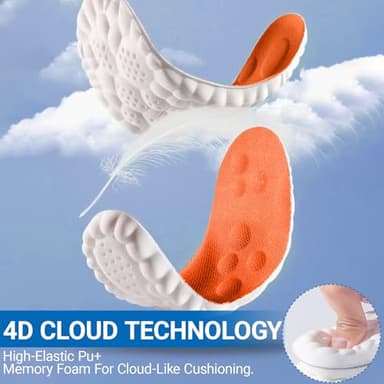 4D Cloud Soles Memory Foam Insoles for Men &Women,Adjustable Size 4D Memory Foam. Arch Suppor Shoe Inserts with Acupressure Massage - Image 2