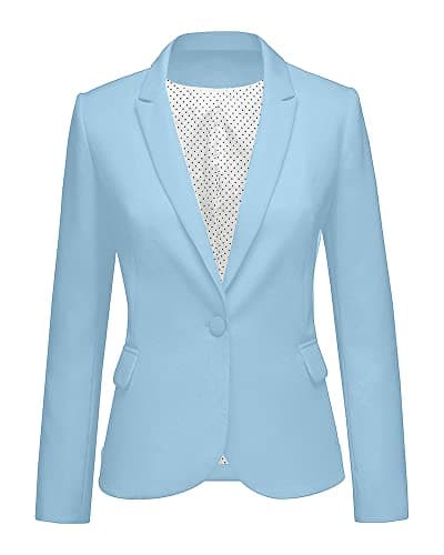 LookbookStore Women Work Blazer Jacket Casual Notched Lapel Plus Size Blazer Jacket Suit Womens Blazers for Work Professional Suit Jackets for Women XXL Airy Blue Size 20 22 - Image 1