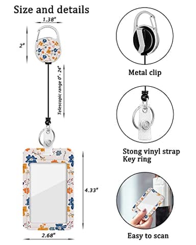 COOKOOKY 2 Pack Badge Holder and Heavy Duty Retractable Reel, ID Badge Holders with Retractable Clip for Nurse Teacher Student Office Women Men - Image 5