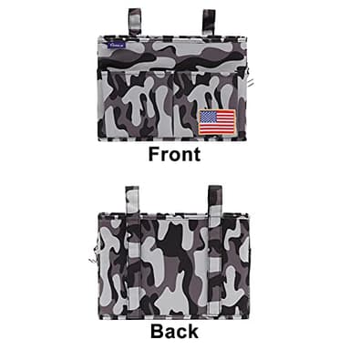 Surblue Bedside Caddy Hanging Bed Organizer Storage Bag Pocket for Bunk and Hospital Beds, College Dorm Rooms Baby Bed Rails, Wheelchair Side Bag, Camp Chiars, 4 Pockets and 2 Hooks (Small City) - Image 2