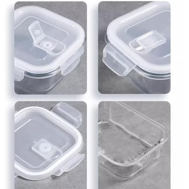 R.repad yay Square Glass Food Storage Containers, Small Square Storage Containers With Airtight Lids, 2Cup Glass Meal Prep Bowls, Leak-proof lunch Bowls, Dishwasher Microwave Freezer Safe -(White) - Image 4