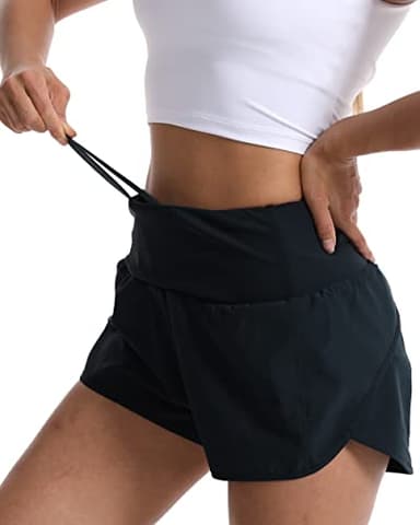 Kcutteyg Running Shorts for Women with Liner High Waisted Lightweight Womens Workout Shorts with Back Pocket- 4" (Black, S) - Image 5