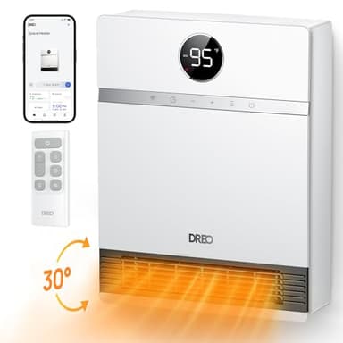 Dreo Smart Wall Heater, IP24 Electric PTC Space Heaters for Indoor Use, 30° Oscillation, Adjustable Thermostat, Remote Control, Works with Alexa, 24H Timer, Easy-mounted for Bedroom, Office, Home - Image 1