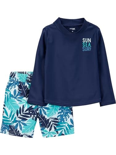 Simple Joys by Carter's Baby and Toddler Boys' 2-Piece Swimsuit Trunk and Rashguard - Image 1