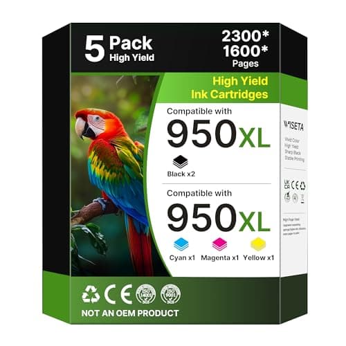 950XL and 951XL Ink Cartridges Combo Pack 5-Pack Replacement for HP 950XL 951XL Ink Cartridges for HP Printers Officejet Pro 8600 8610 8620 8100 8630 76DW 251DW, 2 Black,Cyan,Magenta,Yellow | C2P01FN - Image 1