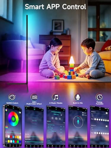 Tyute Corner Floor Lamp, RGB LED Corner Lamp with Music Sync, Smart App and Remote Control Color Changing Ambience Light, LED Lamp with 16 Million Colors for Bedroom, Living Room Gaming Room - Image 3