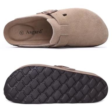 Asgard Women's Suede Clogs Leather Mules Arch Support Potato Shoes with Comfort Cork Footbed Taupe 41 - Image 3