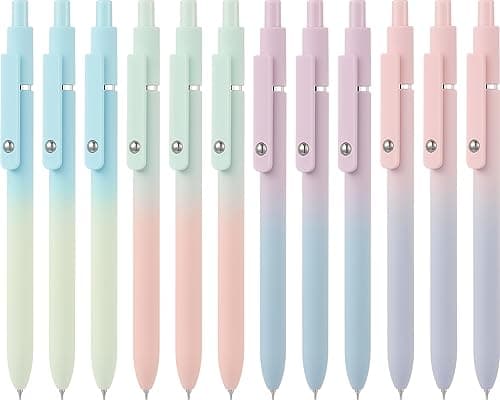 LINFANC 12 Pack Gel Pens Cute Medium Point 0.7mm Black Ink for Journaling Aesthetic School Supplies Office Supplies - Image 1