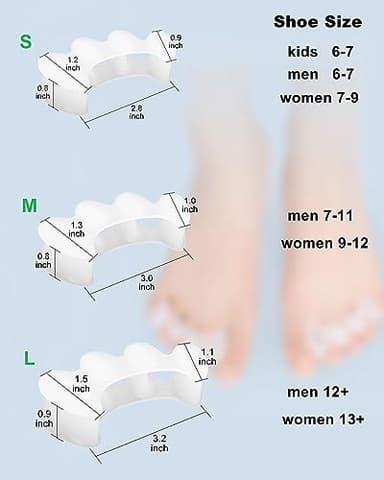 2Pairs Toe Separators Toe Spacers for Women Men to Correct Bunion, Relieve Feet Pain, Foot Alignment, Toe Straighteners for Hammertoes, Plantar Fasciitis (M, Women Shoe Size 9-12.5, Men: 7-11) - Image 2